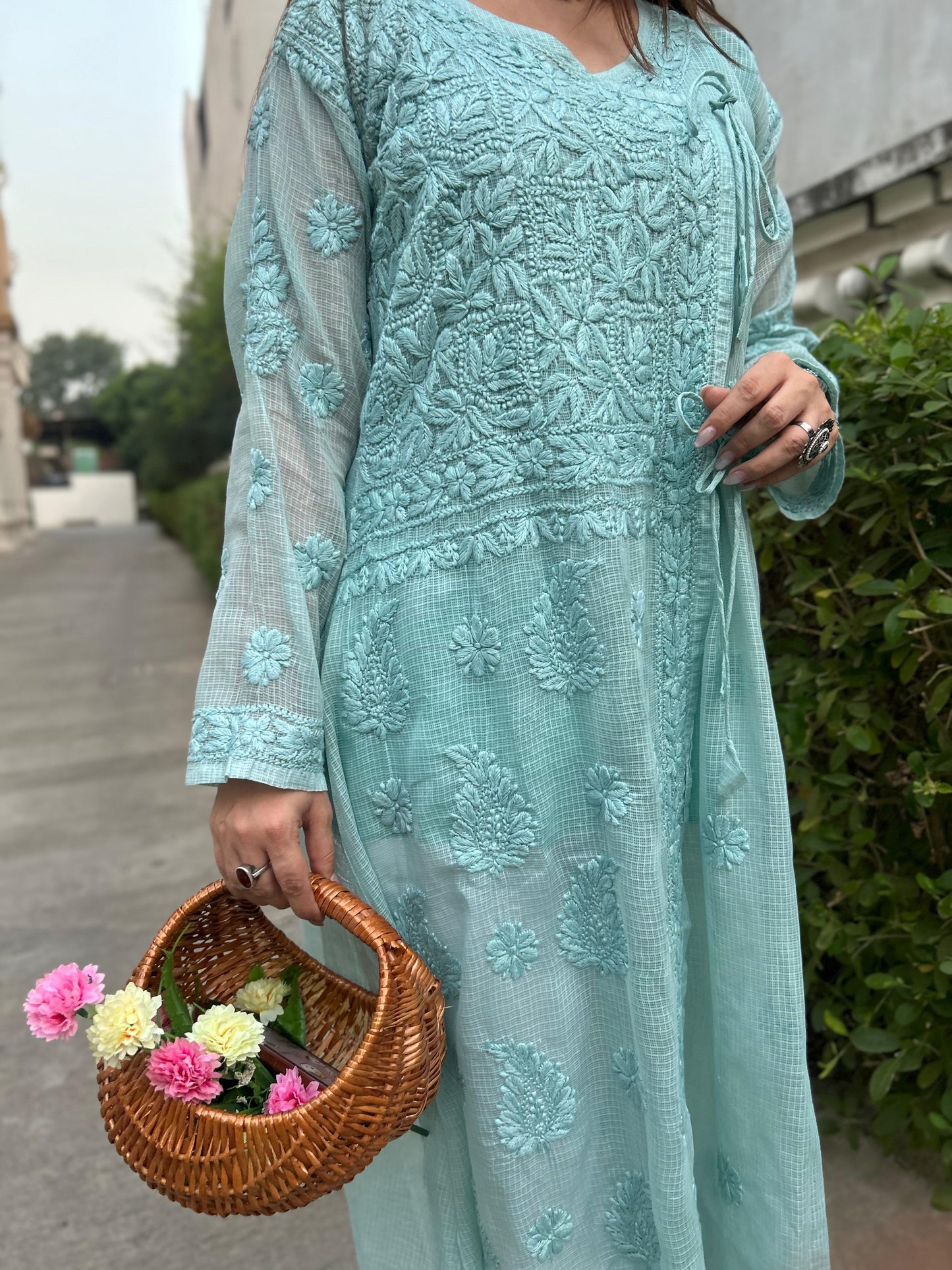 Saanjh Pure Kota Doria in a graceful Angarkha style