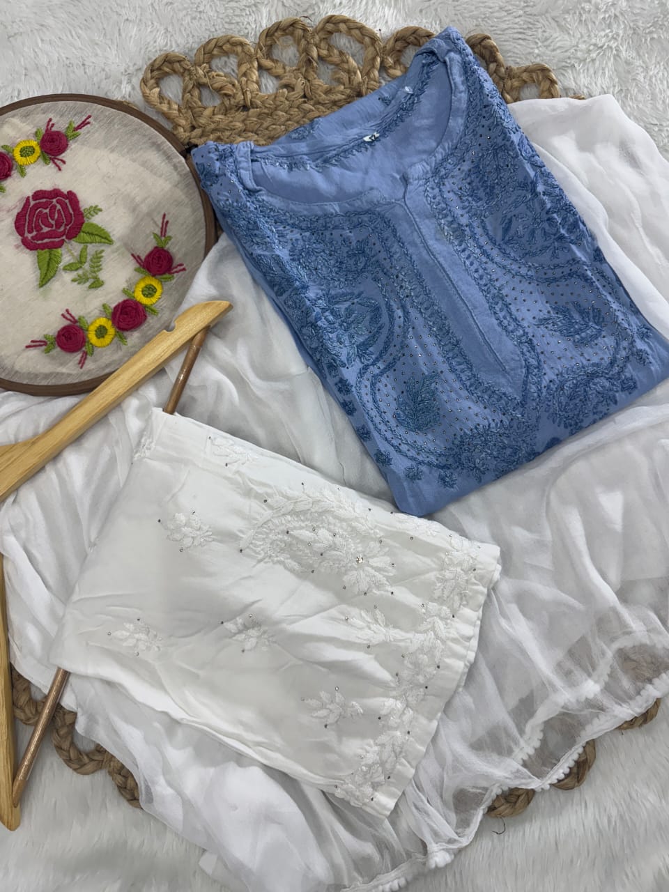 Rahaa Rayon mukesh work 3 piece set