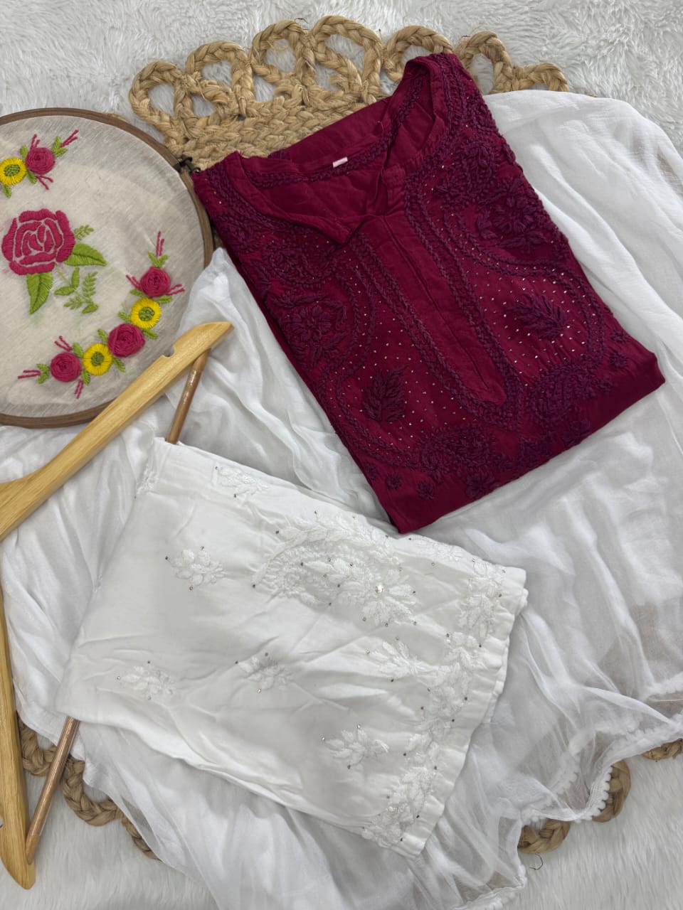 Rahaa Rayon mukesh work 3 piece set