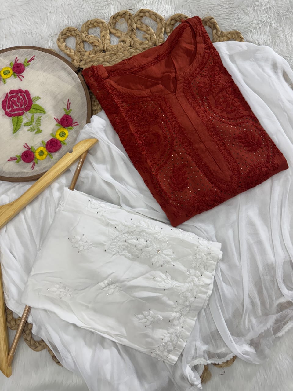Rahaa Rayon mukesh work 3 piece set