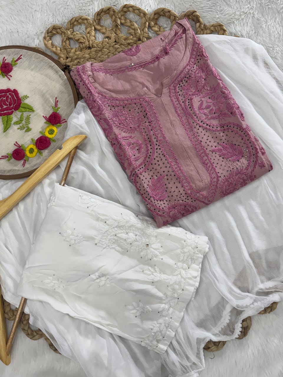 Rahaa Rayon mukesh work 3 piece set