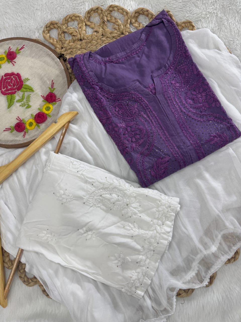 Rahaa Rayon mukesh work 3 piece set
