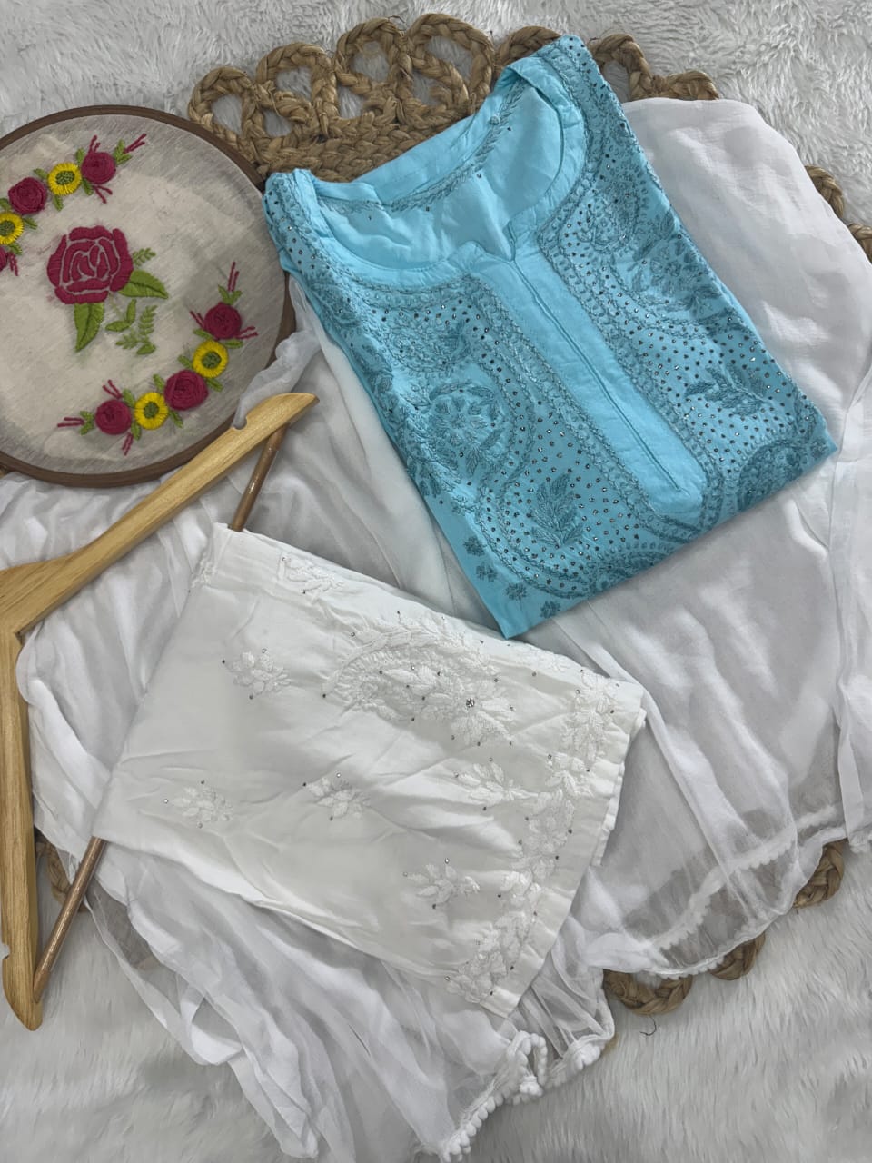 Rahaa Rayon mukesh work 3 piece set