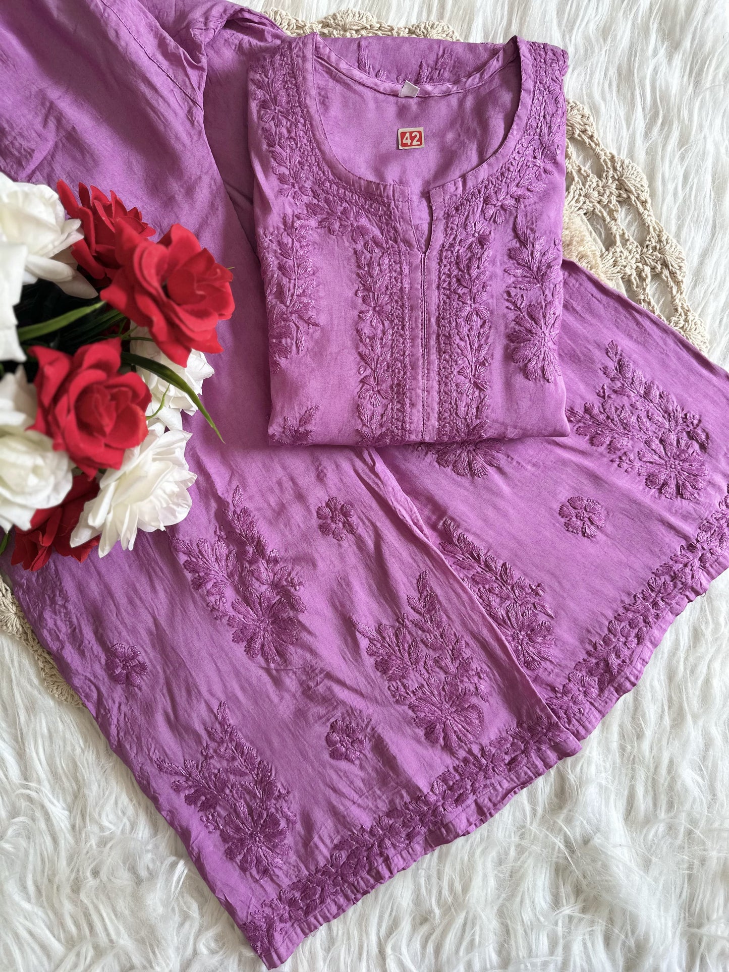 Hayaa chanderi kurta plazzo set