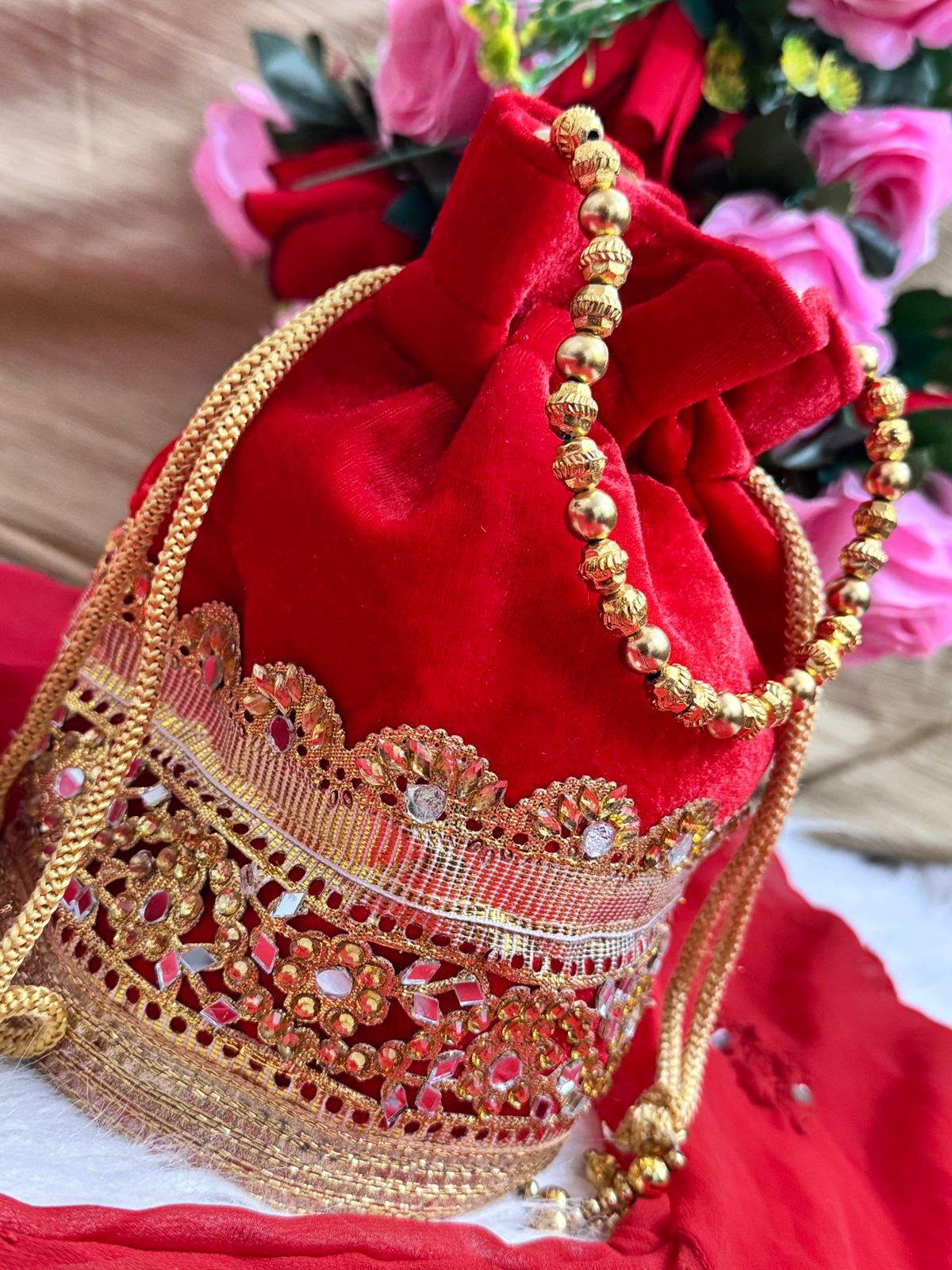 Kareema lucknowi chikankari 5 piece set with free velvet potli bag
