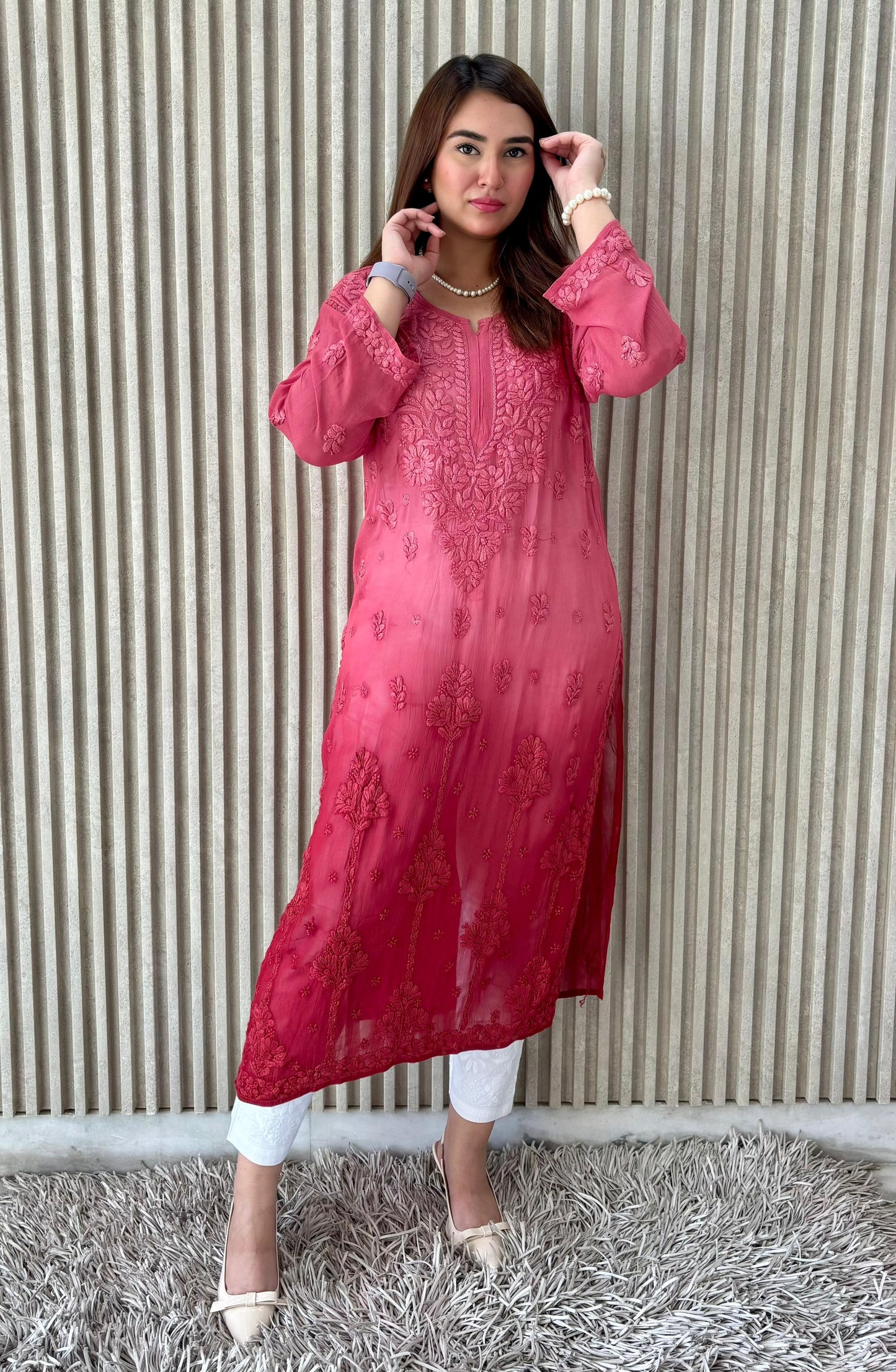 Nazrana viscose dyeable kurti pant set