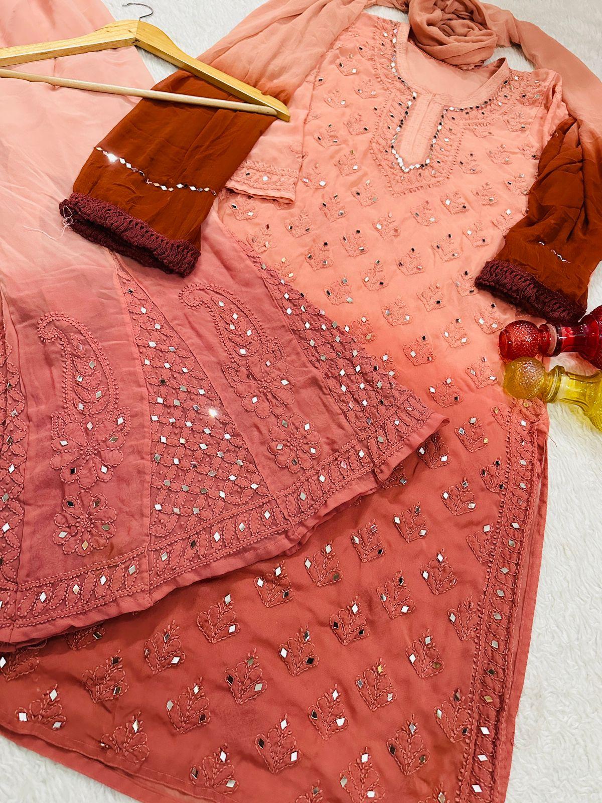 Gulal Lucknowi chikankari 4 piece set