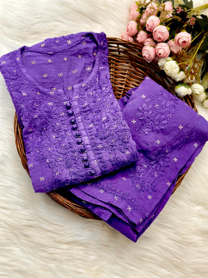 Gul Chanderi cotton cord set