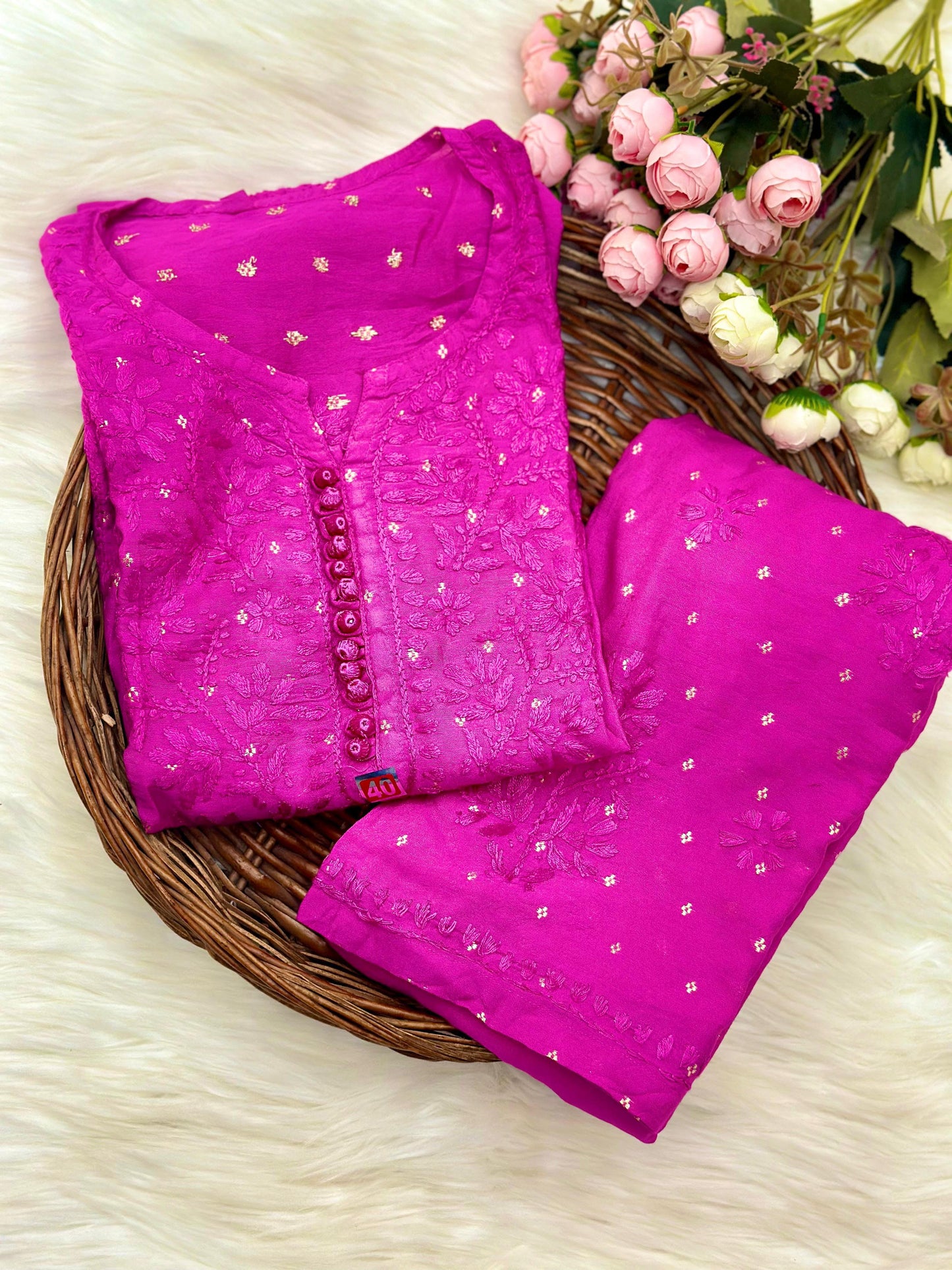 Gul Chanderi cotton cord set