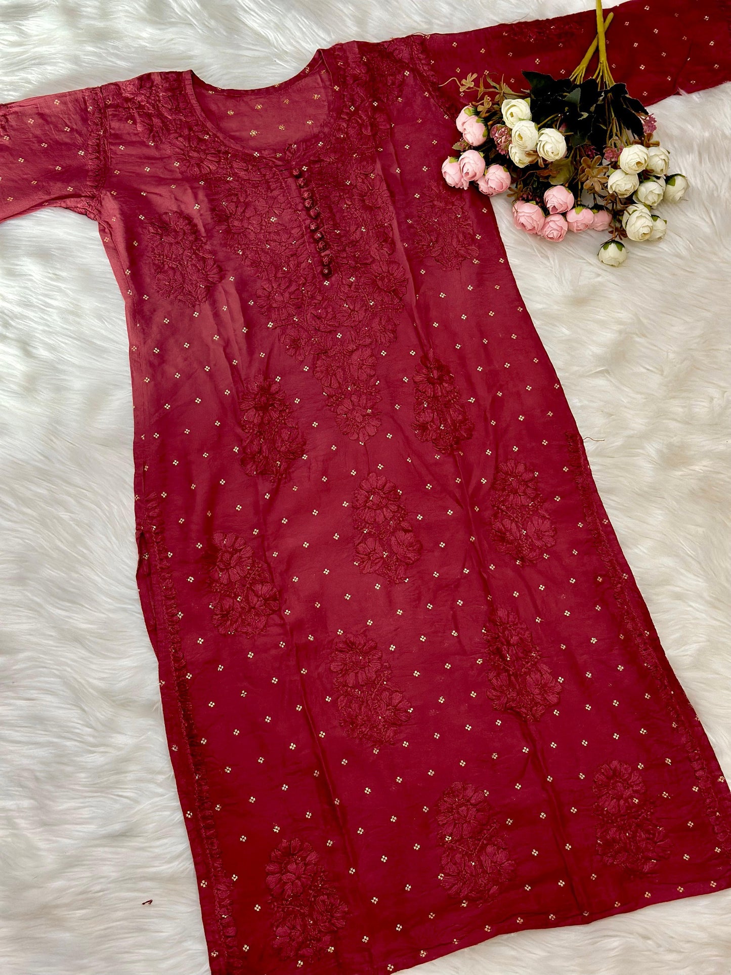 Gul Chanderi cotton cord set