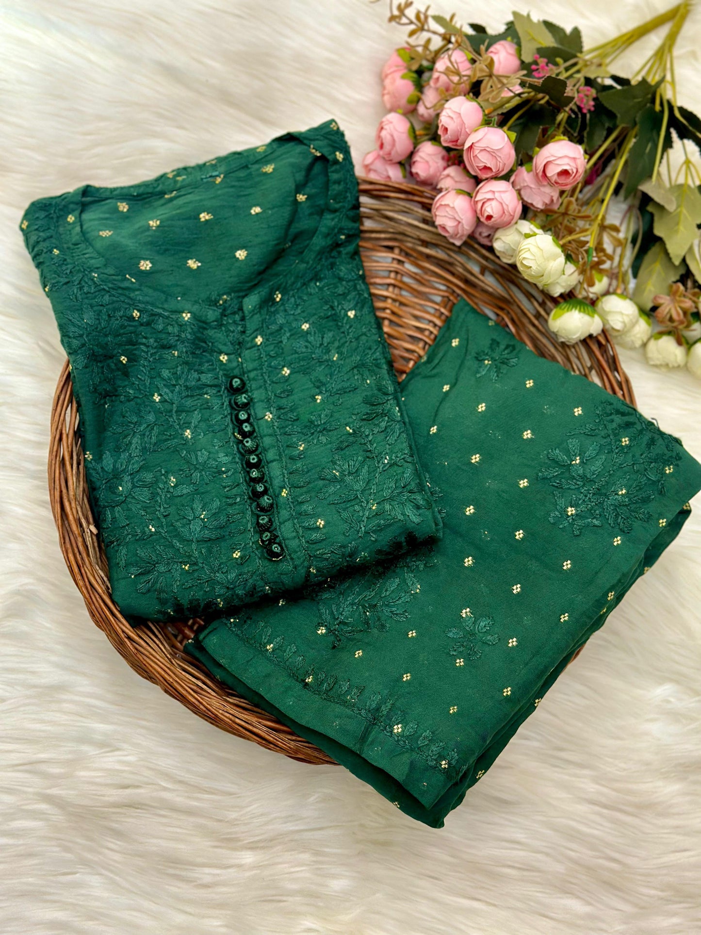 Gul Chanderi cotton cord set