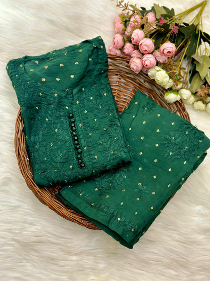 Gul Chanderi cotton cord set