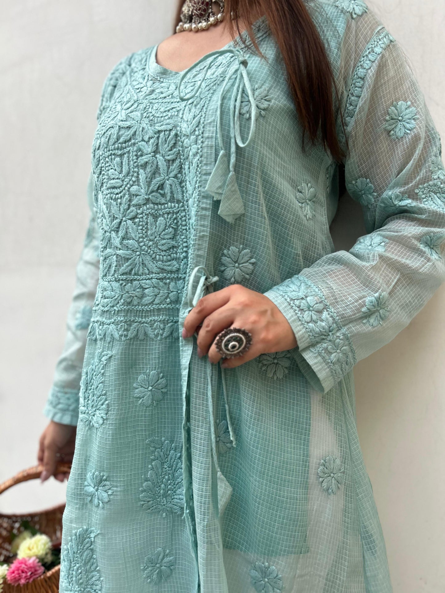 Saanjh Pure Kota Doria in a graceful Angarkha style