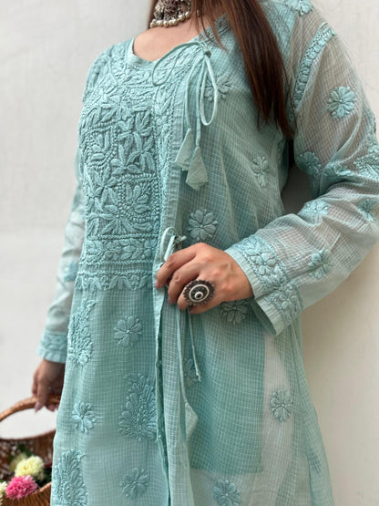 Saanjh Pure Kota Doria in a graceful Angarkha style