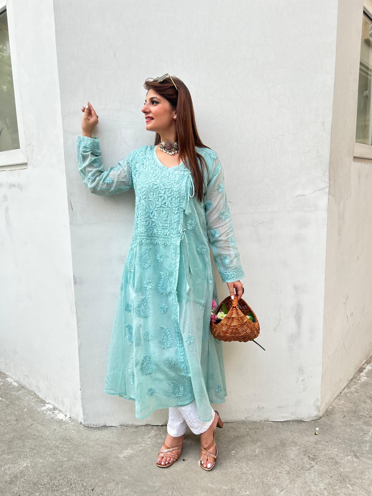 Saanjh Pure Kota Doria in a graceful Angarkha style