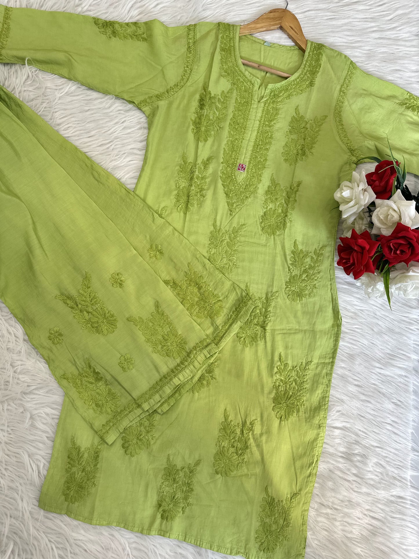 Hayaa chanderi kurta plazzo set