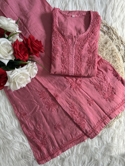 Hayaa chanderi kurta plazzo set