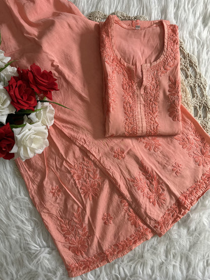 Hayaa chanderi kurta plazzo set