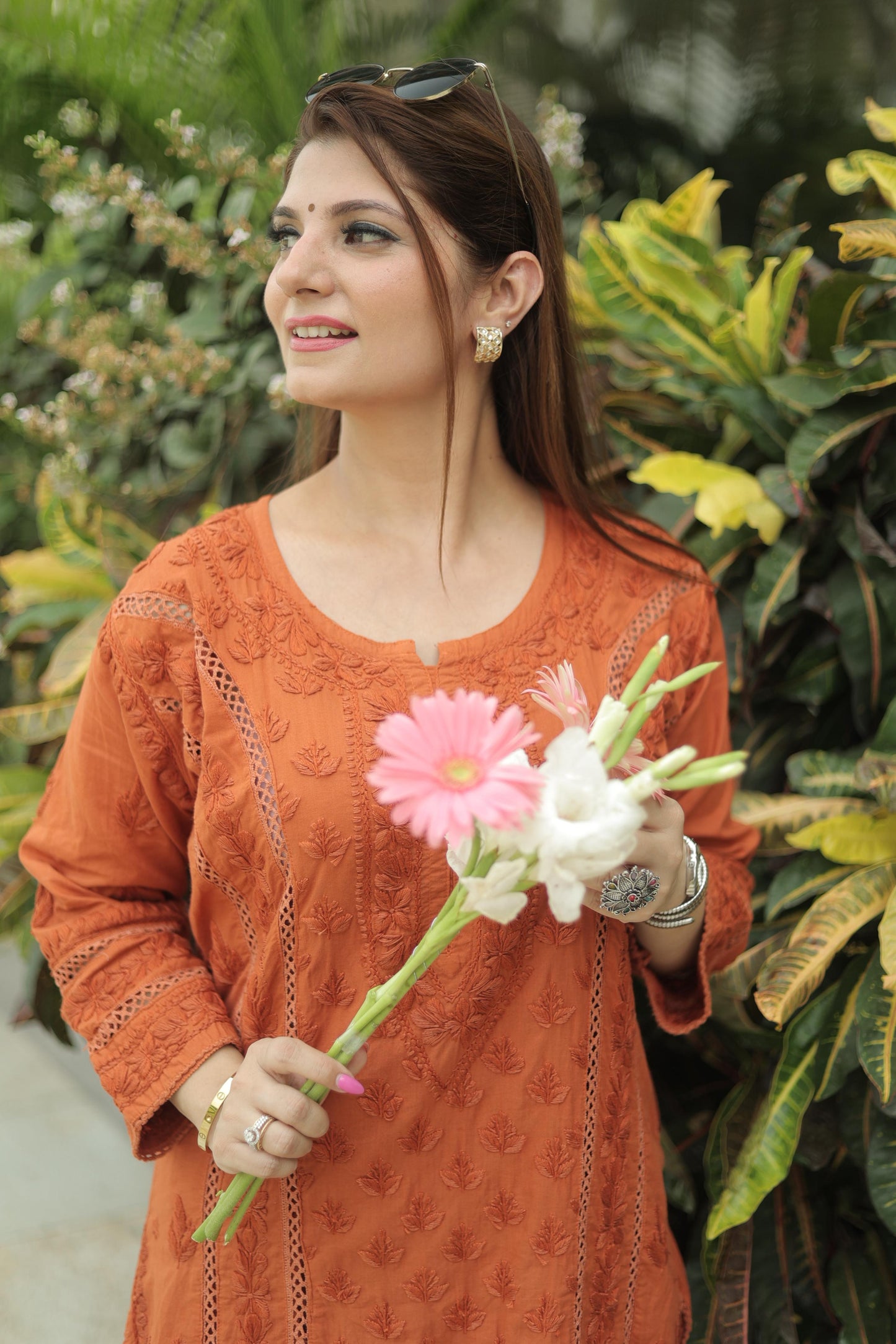 Aayesha mal cotton kurti with embroidery pant set