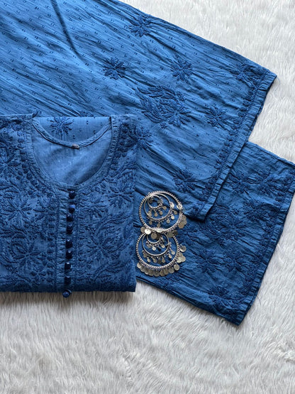Azda dyeable dobby cotton plazzo set