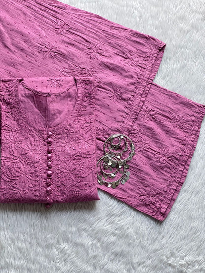 Azda dyeable dobby cotton plazzo set