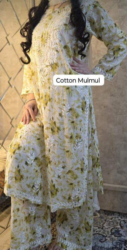 Bisma mul cotton kurta plazzo set
