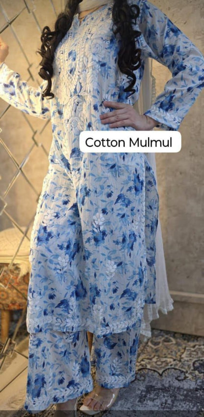 Bisma mul cotton kurta plazzo set