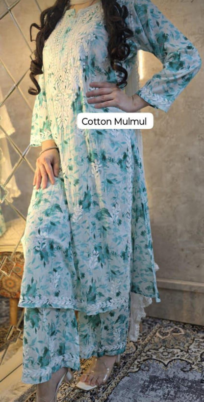Bisma mul cotton kurta plazzo set