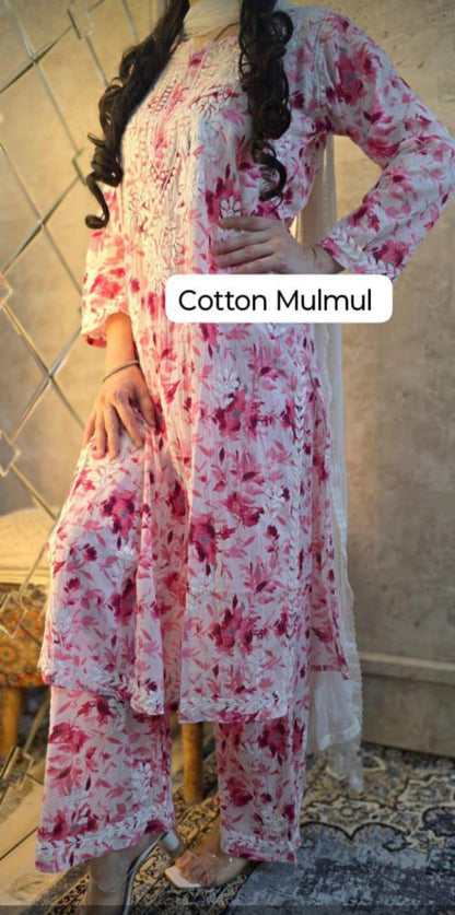Bisma mul cotton kurta plazzo set