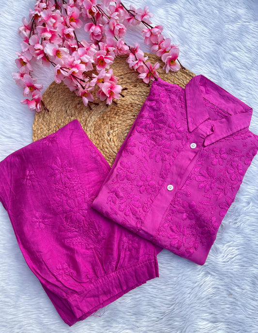 Habiba PURE CHANDERI DYBLE OFFICE WEAR SHIRT CO-RD SET