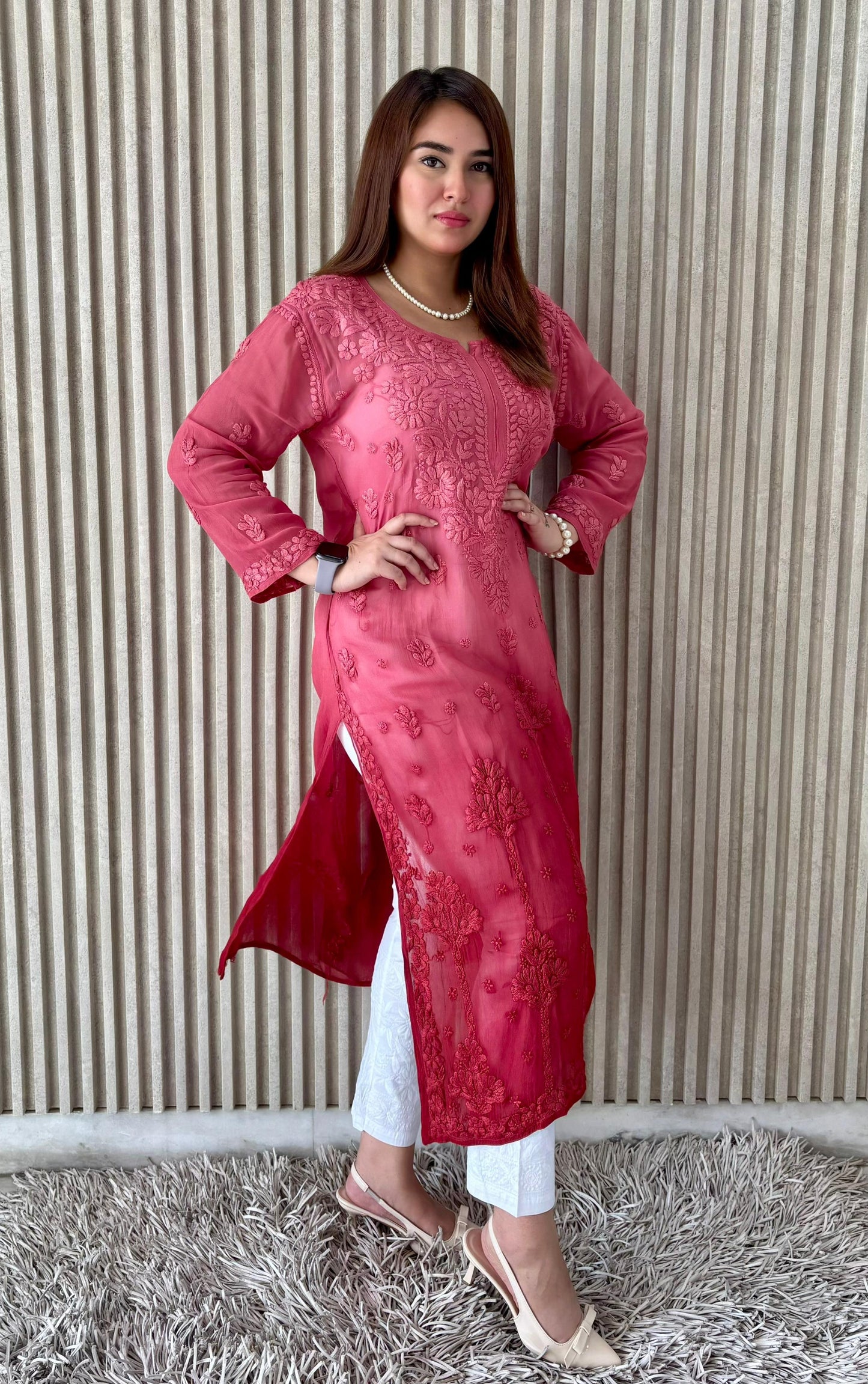 Nazrana viscose dyeable kurti pant set