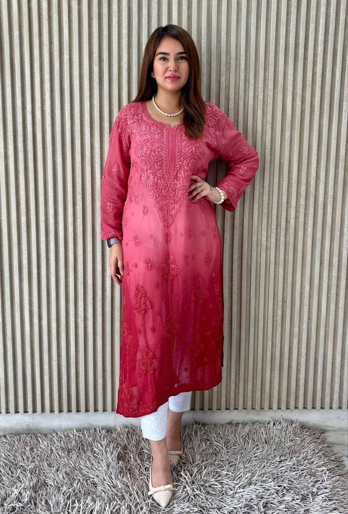 Nazrana viscose dyeable kurti pant set