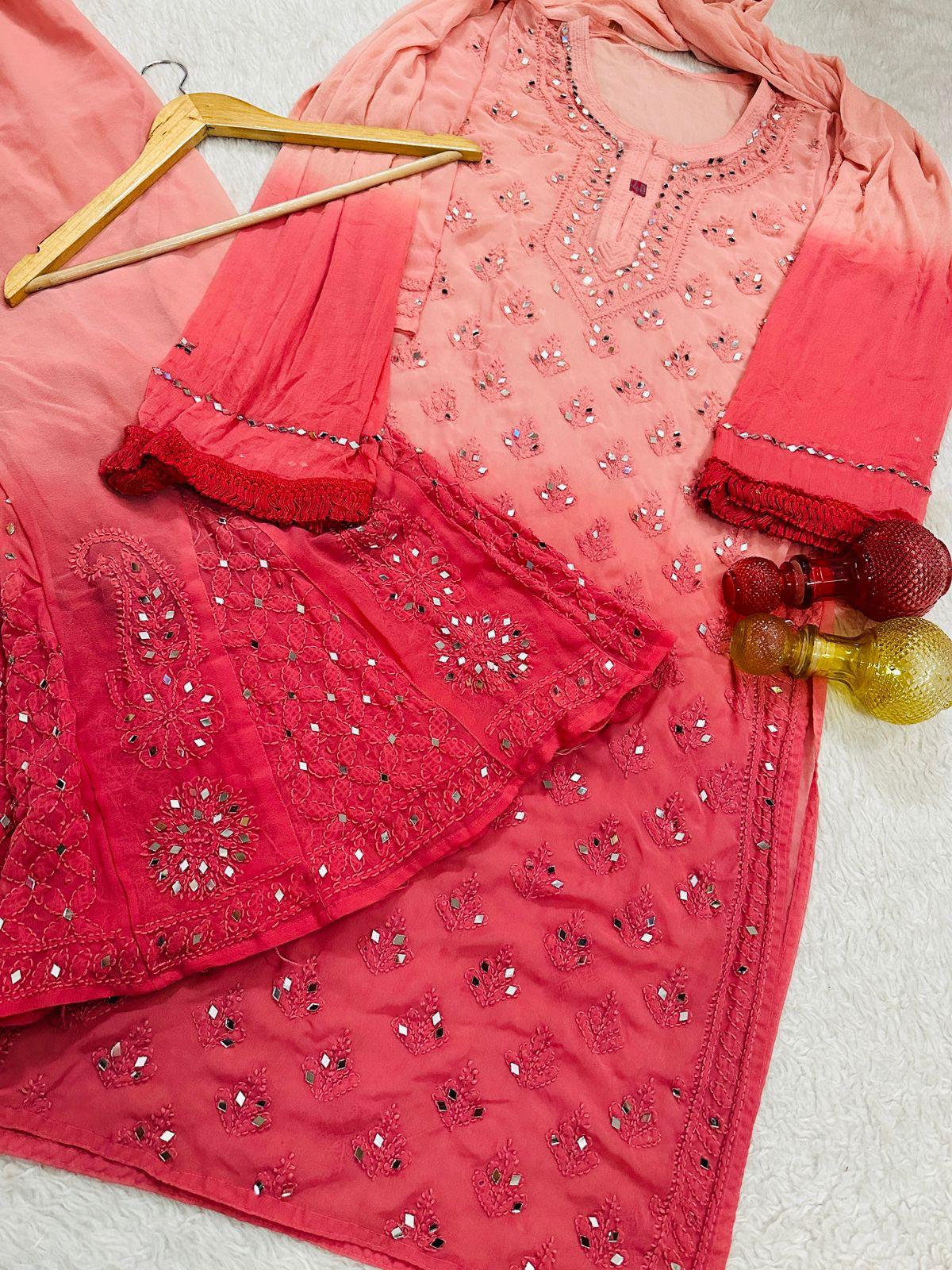 Gulal Lucknowi chikankari 4 piece set