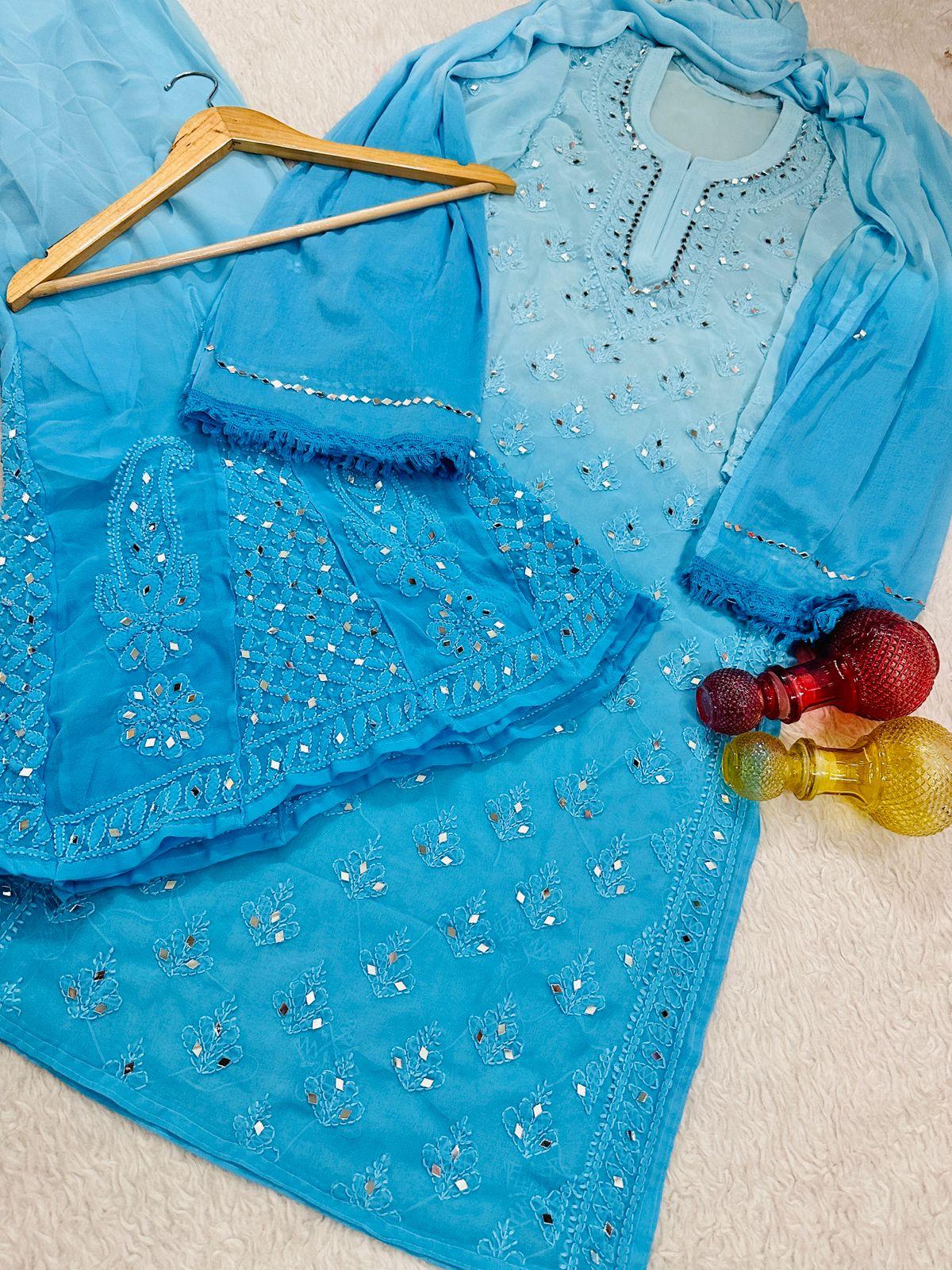 Gulal Lucknowi chikankari 4 piece set