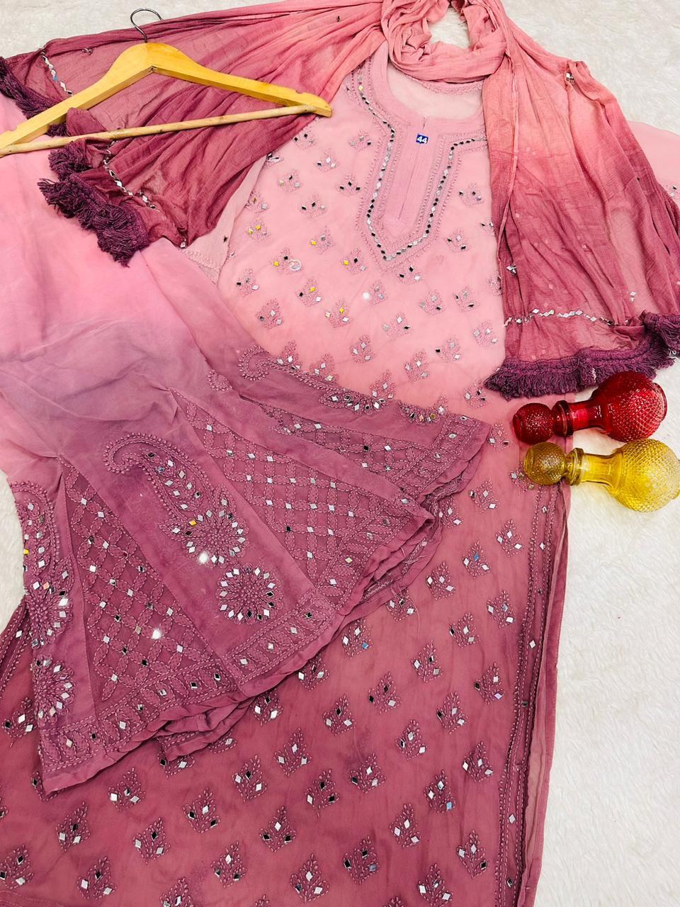 Gulal Lucknowi chikankari 4 piece set