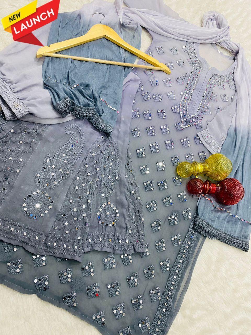 Gulal Lucknowi chikankari 4 piece set