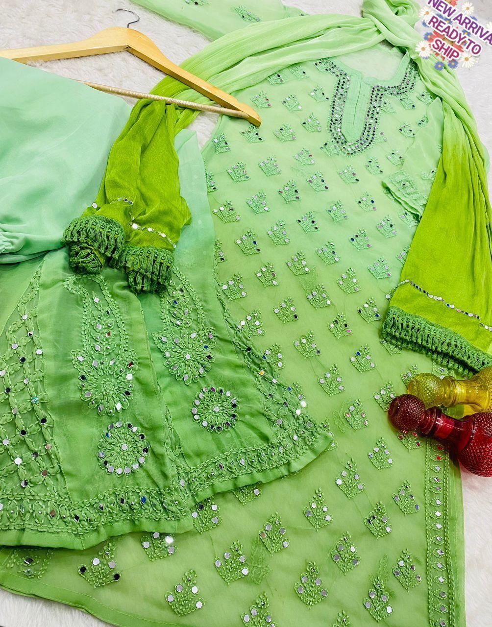 Gulal Lucknowi chikankari 4 piece set