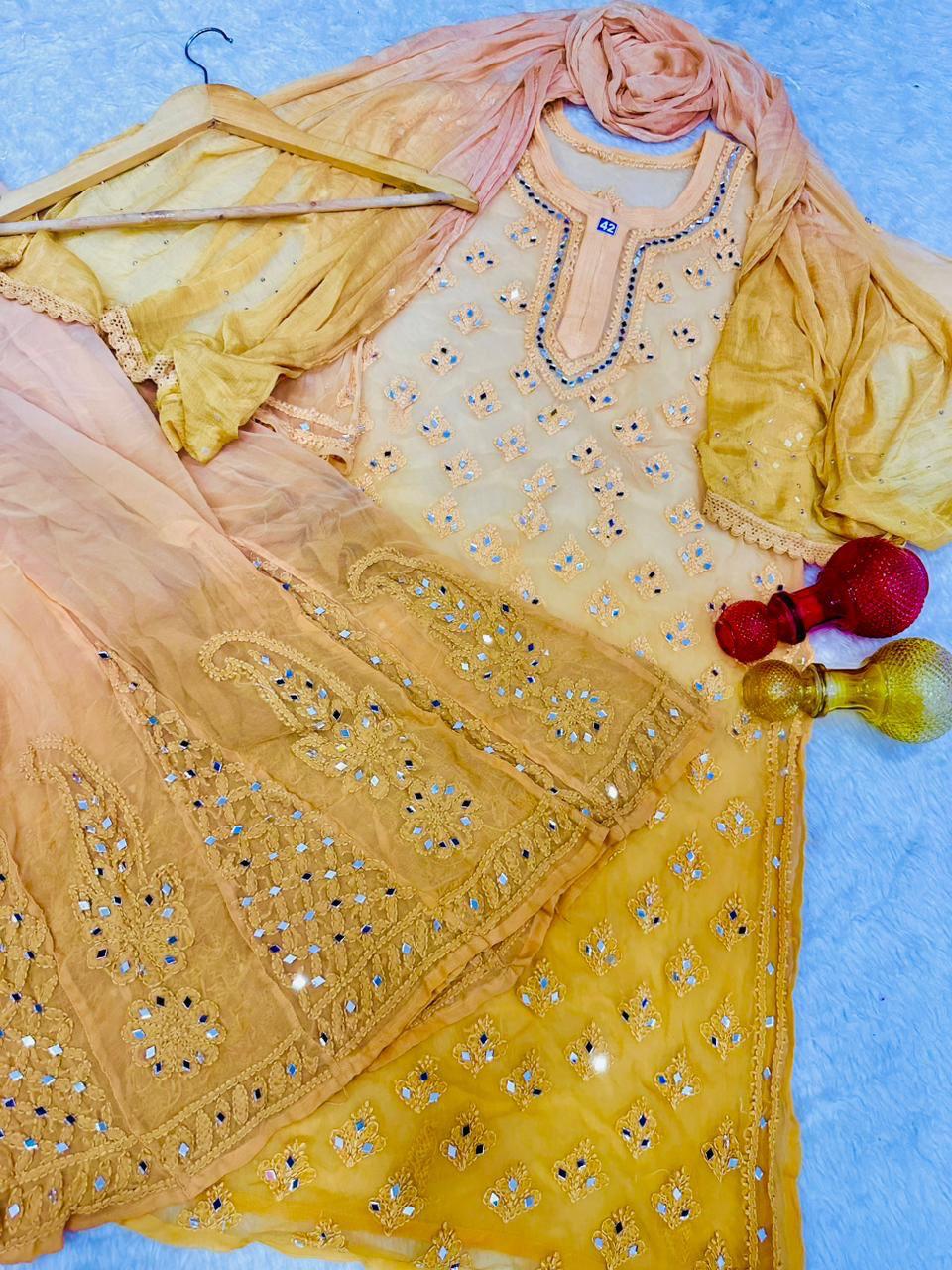 Gulal Lucknowi chikankari 4 piece set