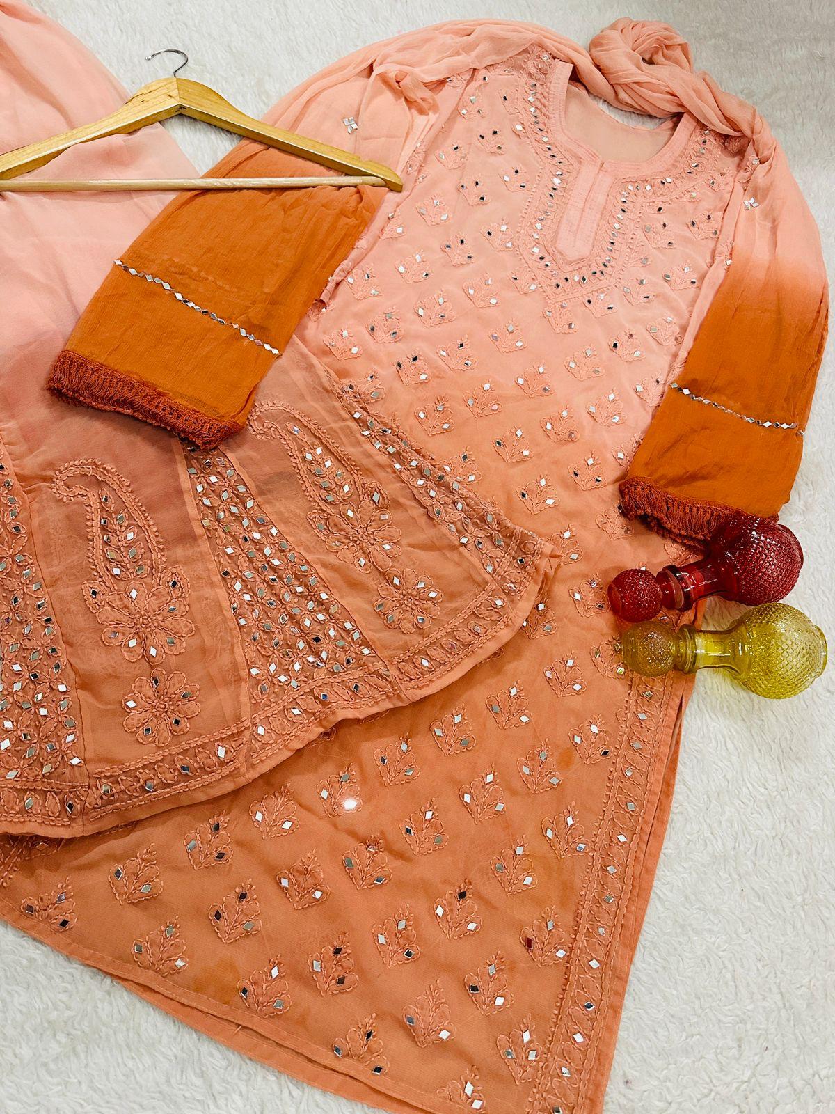 Gulal Lucknowi chikankari 4 piece set
