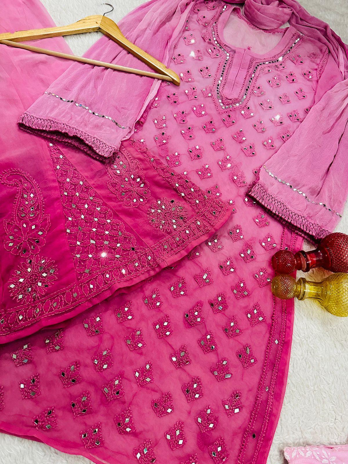 Gulal Lucknowi chikankari 4 piece set