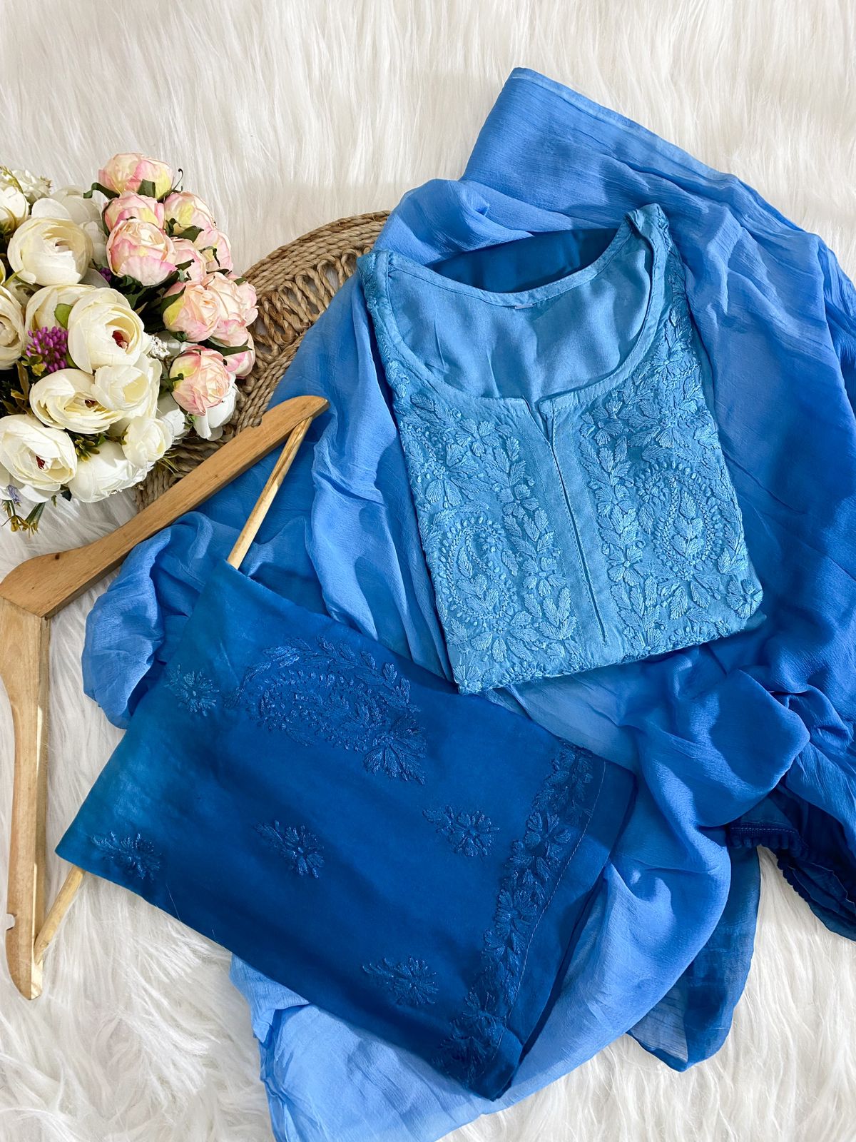 Rayon Ombre Chikankari Set