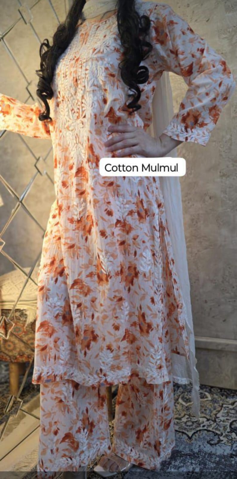 Bisma mul cotton kurta plazzo set
